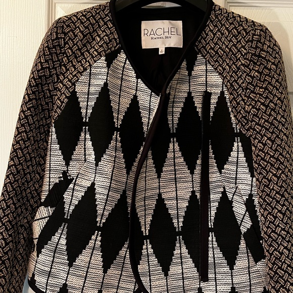 Rachel Roy cropped double breasted jacket, jacquard motif. - Picture 1 of 6